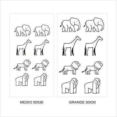 Cartela Adesivo Decorativo animais selva - Papel na Parede