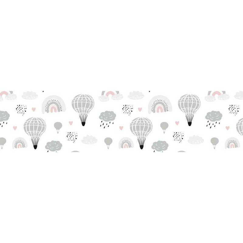 Faixa Border Adesiva Balões e Arco-íris Cinza N20380 - Papel na Parede