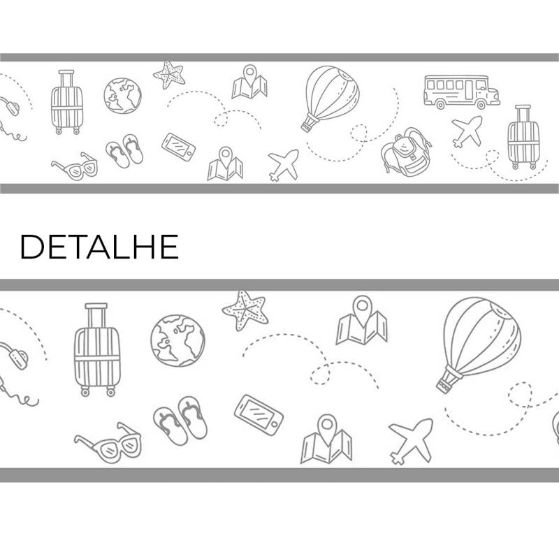 Faixa Border Adesiva Viagem em Preto e Branco N266 - Papel na Parede
