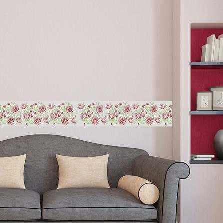 Faixa Border Adesivo Flores Rosas 31 - Papel na Parede