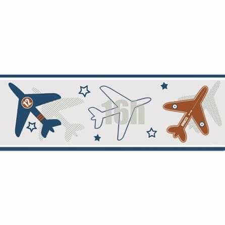 Faixa de Parede Texturizado Artístico Faixa Avião Azul Estrelas Sombra Geométrico Your Dream 171902 - Papel na Parede