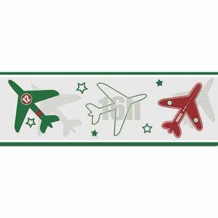 Faixa de Parede Texturizado Artístico Faixa Avião Verde Estrelas Sombra Geométrico Your Dream 171904 - Papel na Parede