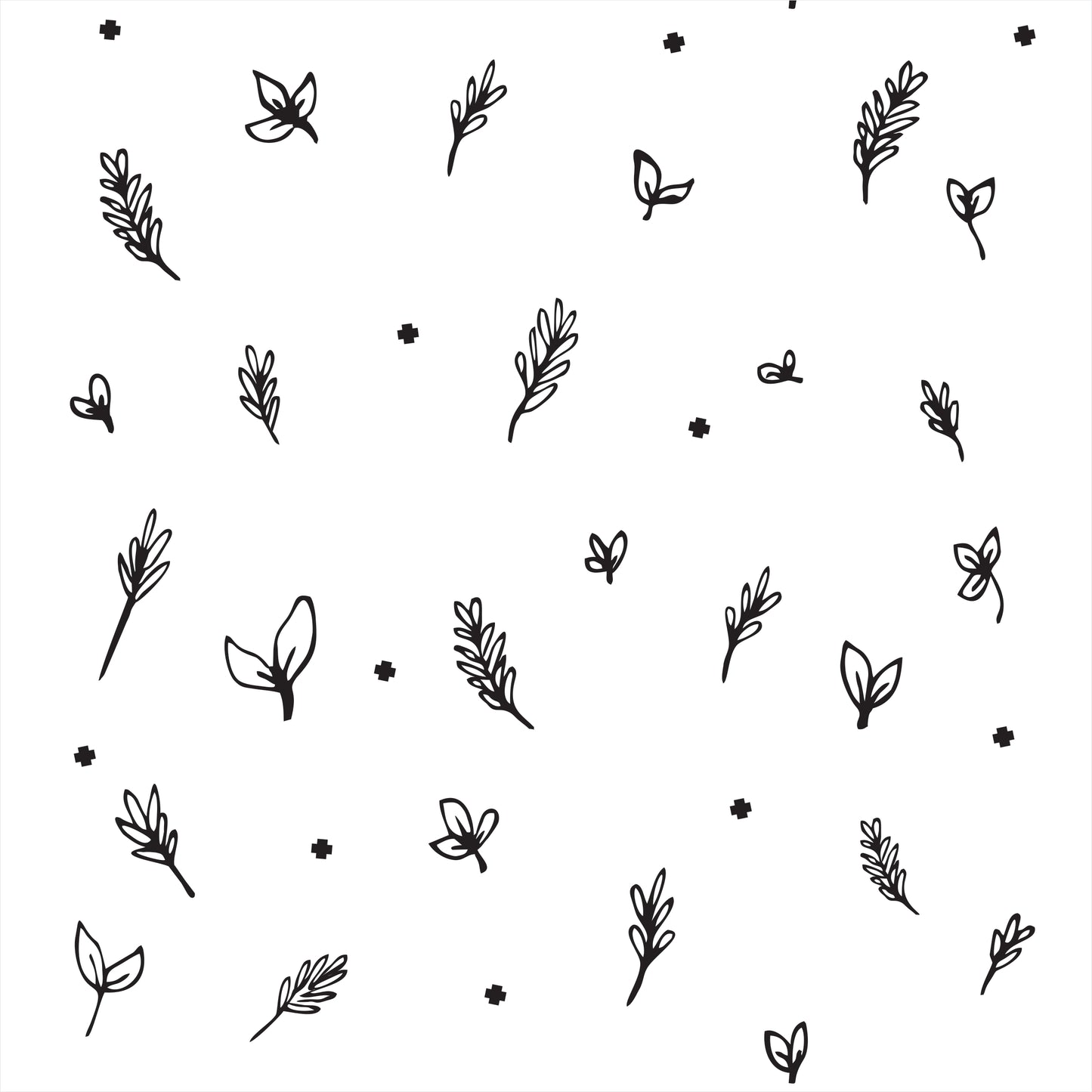 Papel de Parede Adesivo Folhas Preto e Branco N04110