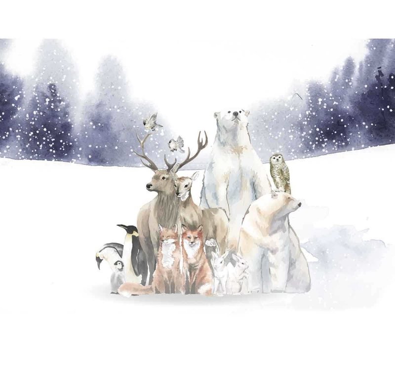 Painel Animais na Neve PA56528 - Papel na Parede