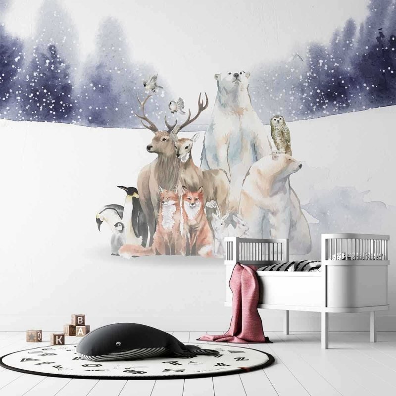 Painel Animais na Neve PA56528 - Papel na Parede