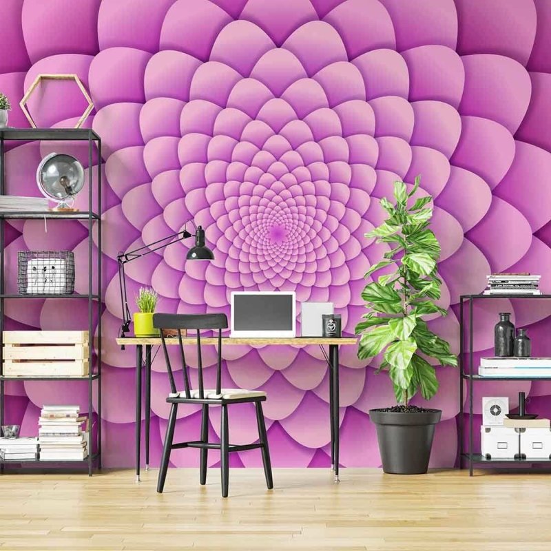 Painel Florido Formato Mandala PA51 - Papel na Parede