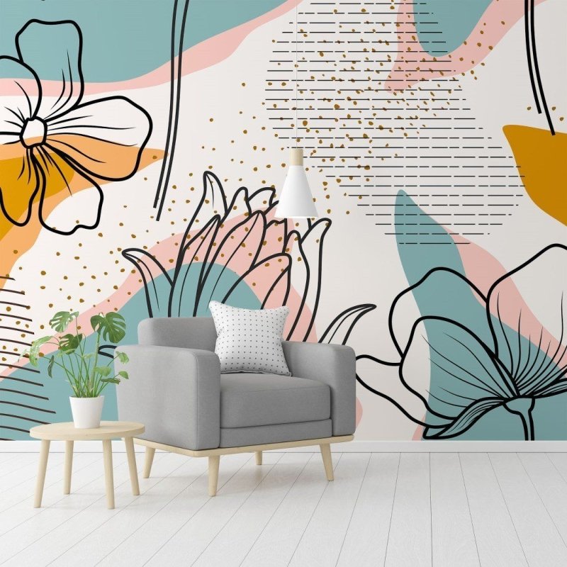 Painel Fotográfico Abstrato Floral N014302 - Papel na Parede