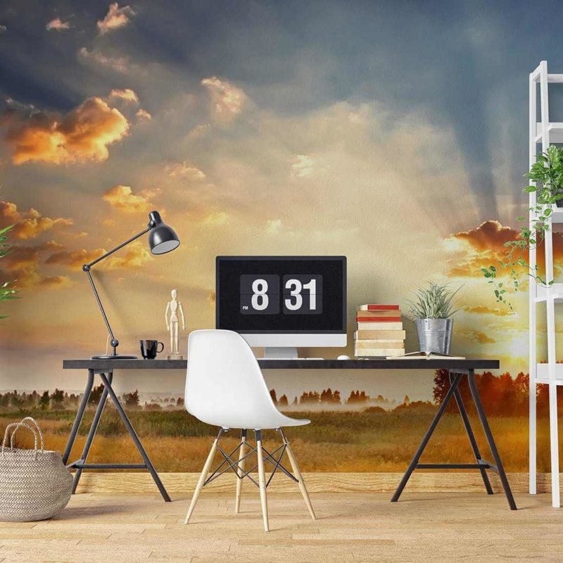 Painel Fotográfico Amanhecer no Campo - Papel na Parede