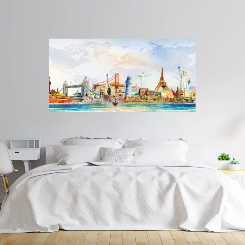 Painel Fotográfico Aquarela Volta ao Mundo N014312 - Papel na Parede