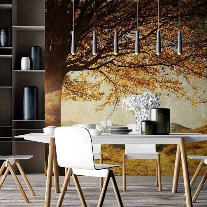 Painel Fotográfico Árvore Solitária de Outono - Papel na Parede
