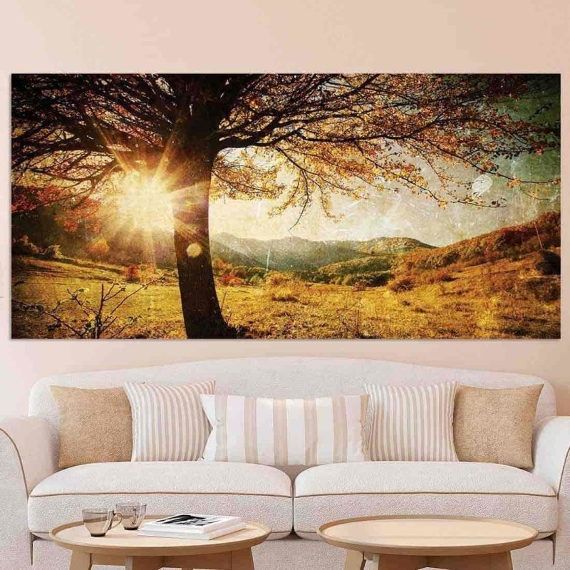 Painel Fotográfico Árvore Solitária de Outono - Papel na Parede