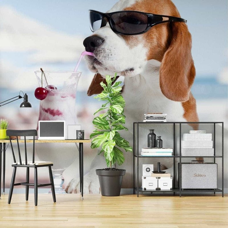 Painel Fotográfico Beagle na praia - Papel na Parede