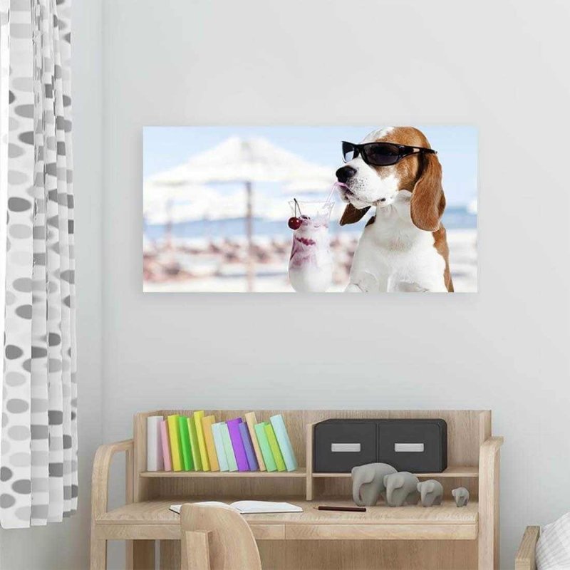 Painel Fotográfico Beagle na praia - Papel na Parede