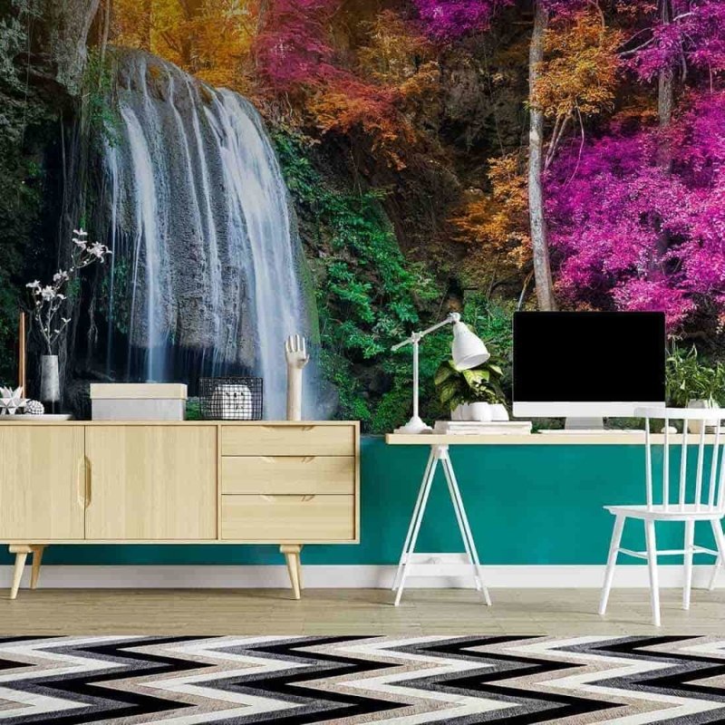 Painel Fotográfico Cachoeira Floresta da Tailândia - Papel na Parede
