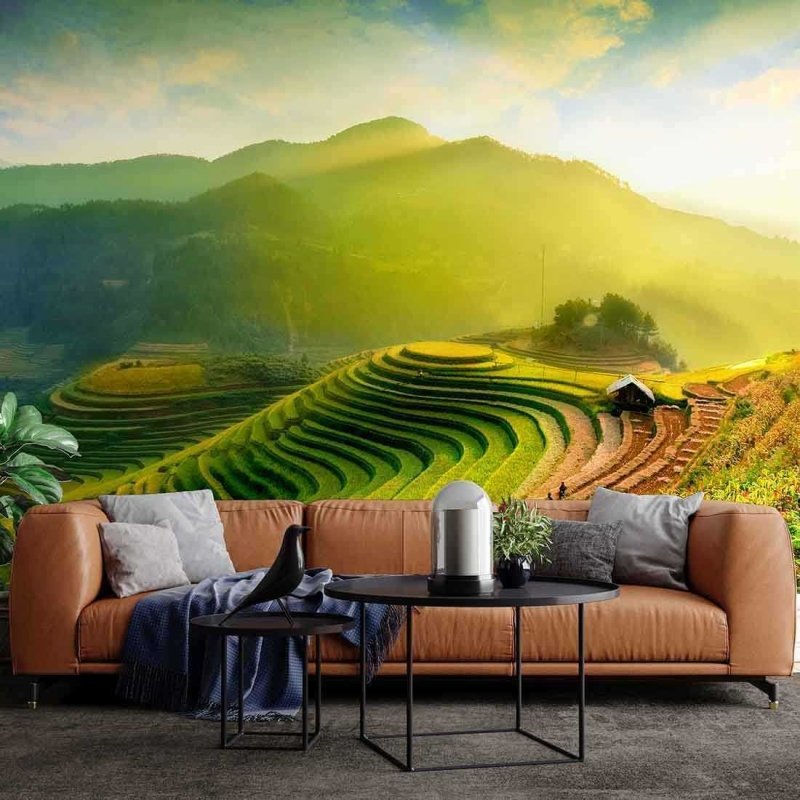Painel Fotográfico Campos arroz Vietnã - Papel na Parede