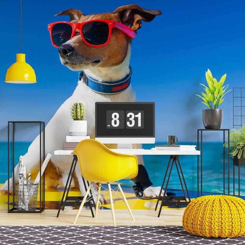 Painel Fotográfico Cão com Óculos de Sol - Papel na Parede