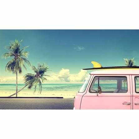 Painel Fotográfico Carro com Prancha de Surf no Teto - Papel na Parede