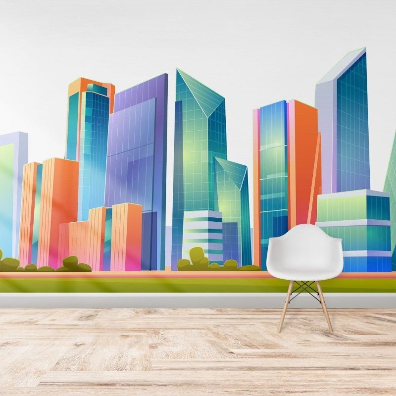 Painel Fotográfico Cidade Colorida N015292 - Papel na Parede