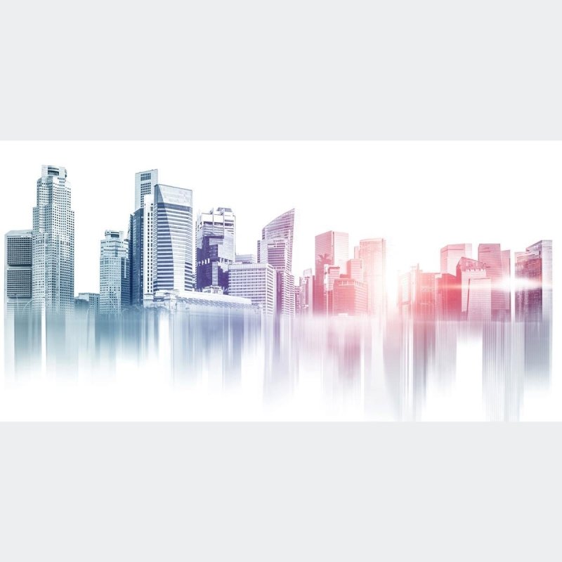 Painel Fotográfico Cidade Degradê Colorido N07176 - Papel na Parede
