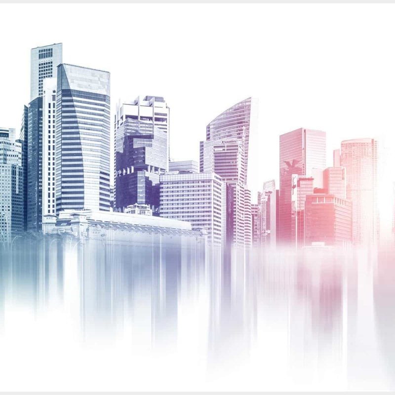 Painel Fotográfico Cidade Degradê Colorido N07176 - Papel na Parede