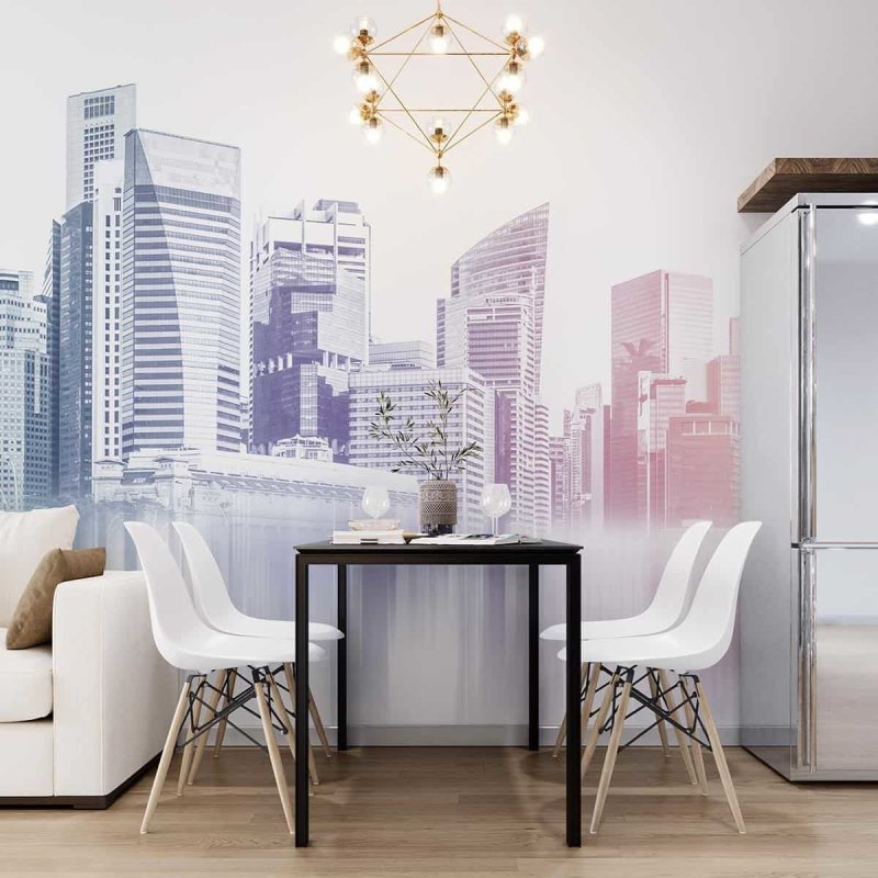 Painel Fotográfico Cidade Degradê Colorido N07176 - Papel na Parede