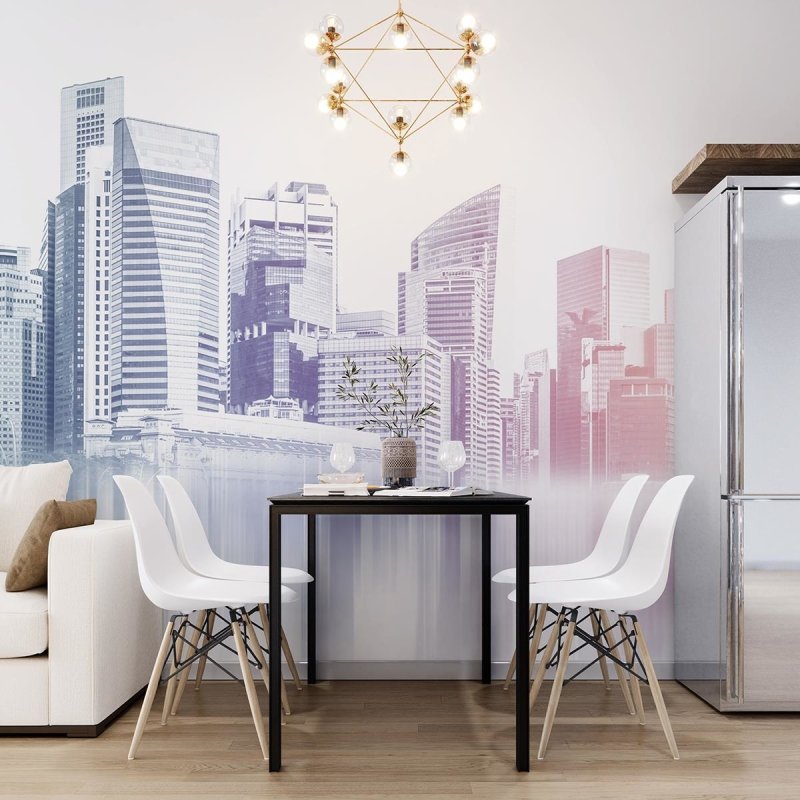 Painel Fotográfico Cidade Degradê Colorido N07176 - Papel na Parede