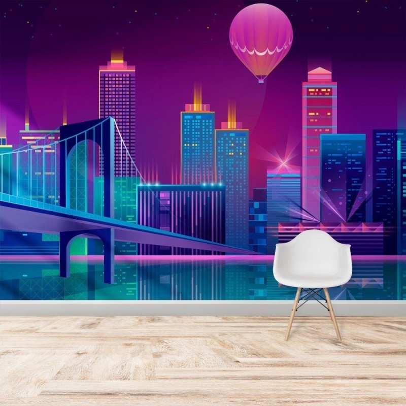 Painel Fotográfico Cidade Neon City N015275 - Papel na Parede