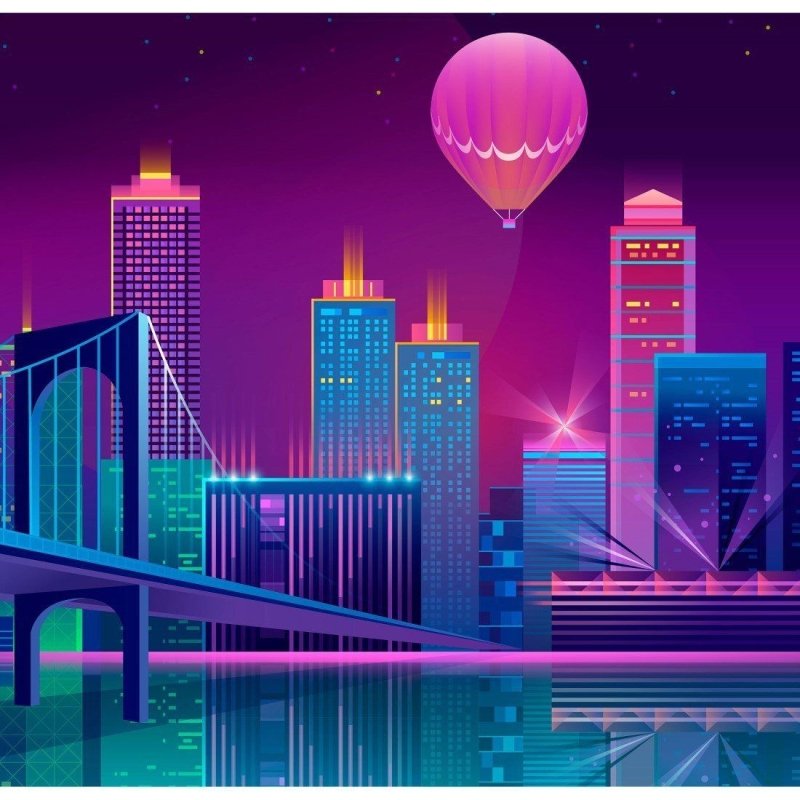 Painel Fotográfico Cidade Neon City N015275 - Papel na Parede