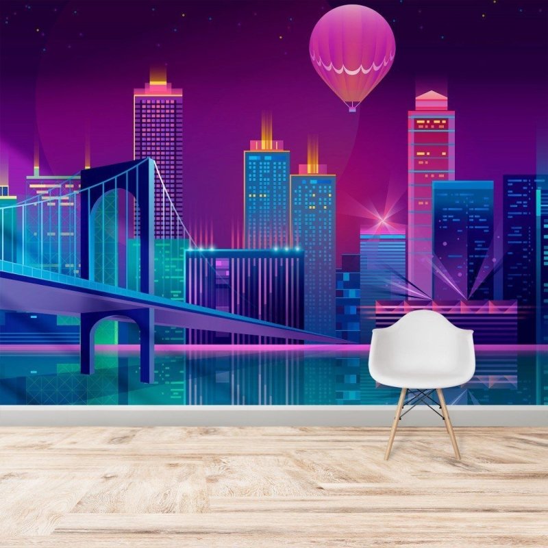 Painel Fotográfico Cidade Neon City N015275 - Papel na Parede