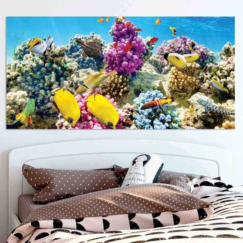 Painel Fotográfico Corais peixes Tropicais - Papel na Parede