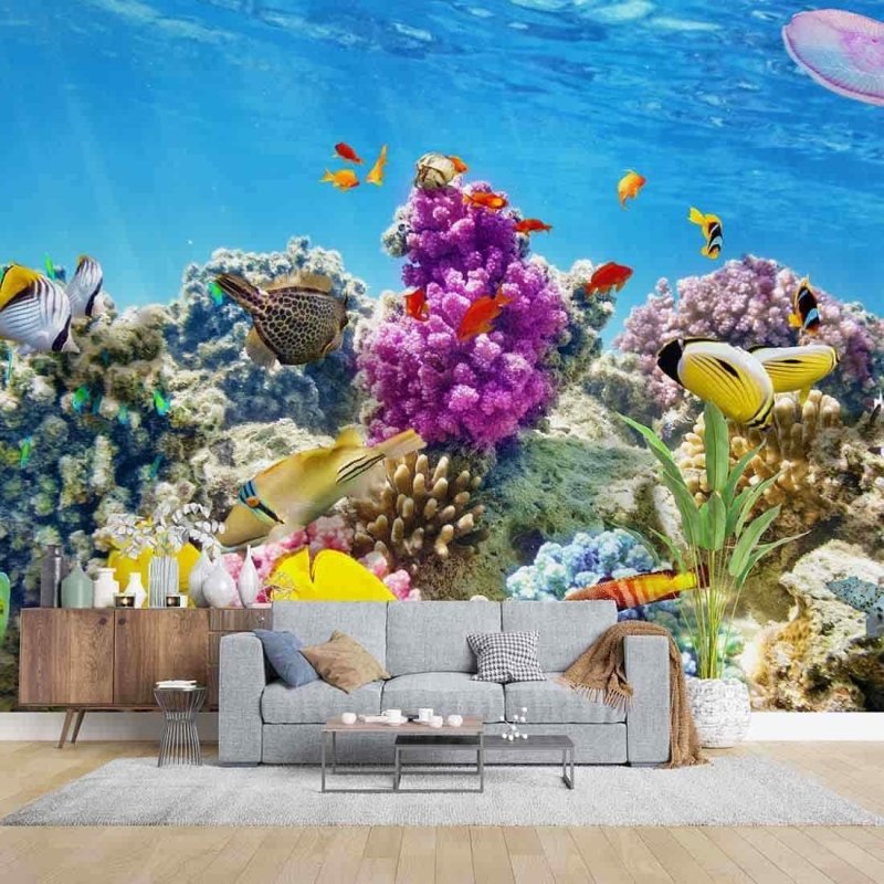 Painel Fotográfico Corais peixes Tropicais - Papel na Parede