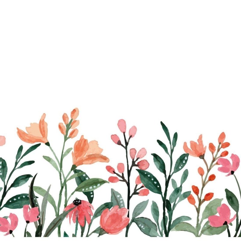 Painel Fotográfico Floral Aquarela N015298 - Papel na Parede
