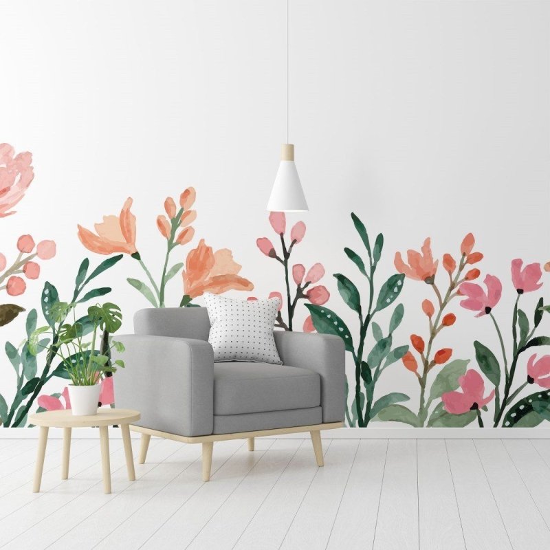 Painel Fotográfico Floral Aquarela N015298 - Papel na Parede