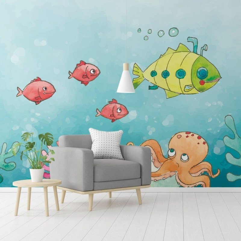 Painel Fotográfico Infantil Fundo Do Mar N015291 - Papel na Parede