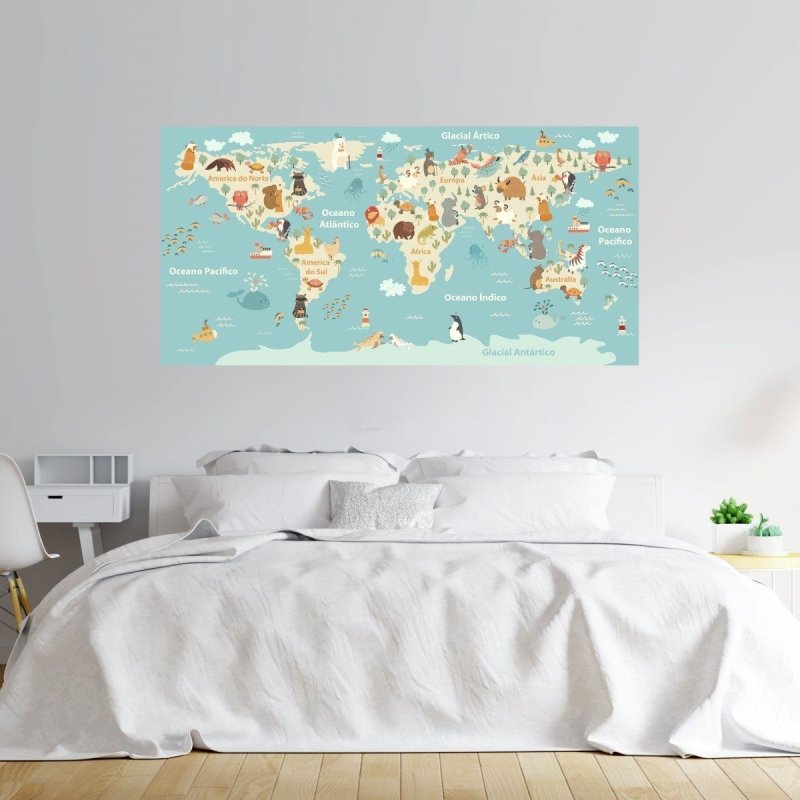 Painel Fotográfico Infantil Mapa Mundi N011156 - Papel na Parede