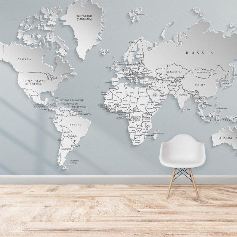 Painel Fotográfico Mapa Mundi 3D N016125 - Papel na Parede