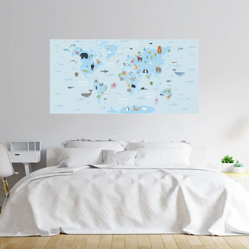 Painel Fotográfico Mapa Mundi Infantil N012172 - Papel na Parede