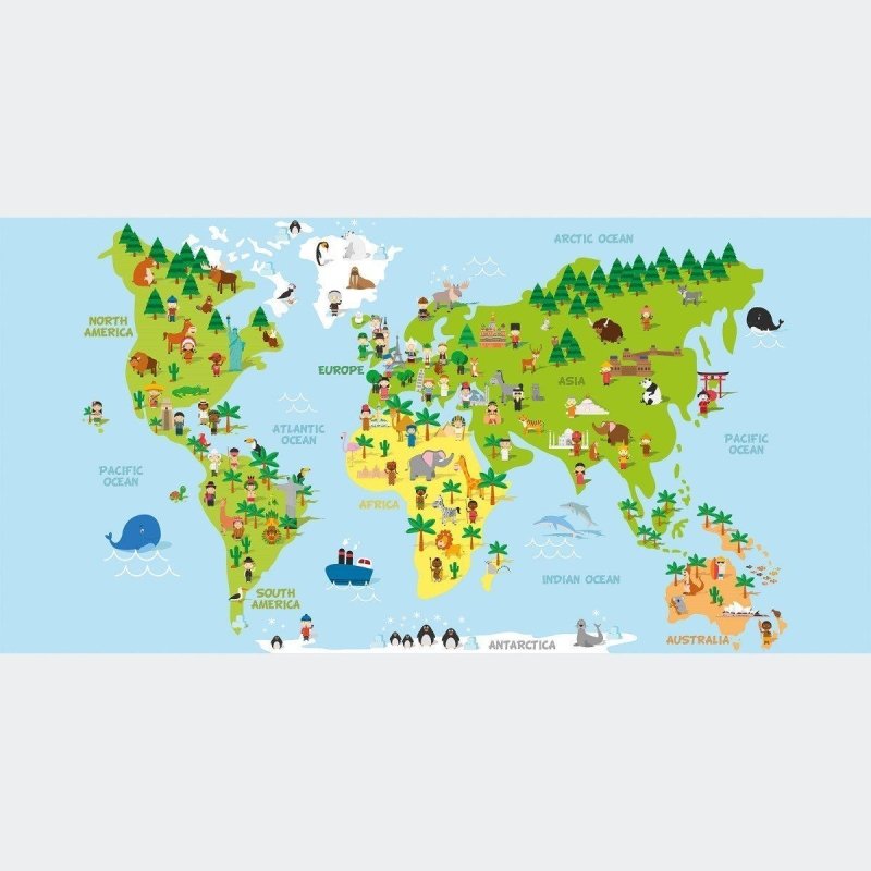Painel Fotográfico Mapa Mundi Infantil N016124 - Papel na Parede