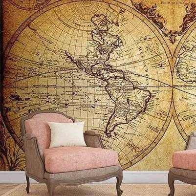 Painel Fotográfico Mapa Mundi Vintage de 1733 - Papel na Parede