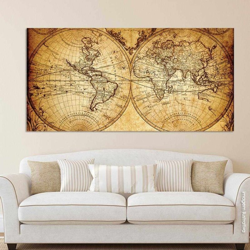 Painel Fotográfico Mapa Mundi Vintage de 1733 - Papel na Parede