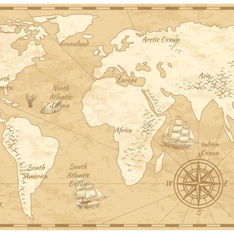 Painel Fotográfico Mapa Mundi Vintage N015293 - Papel na Parede