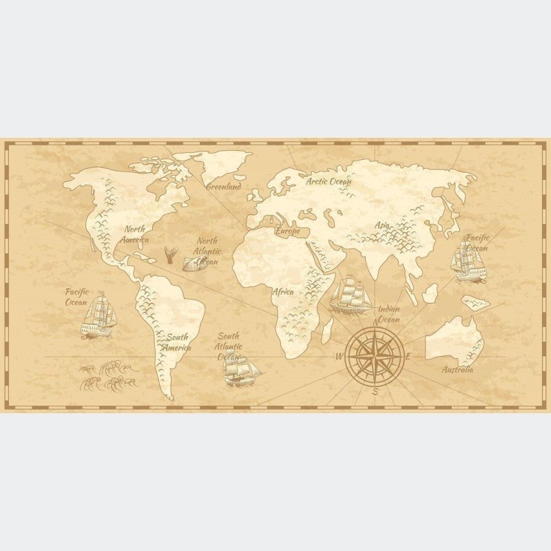 Painel Fotográfico Mapa Mundi Vintage N015293 - Papel na Parede