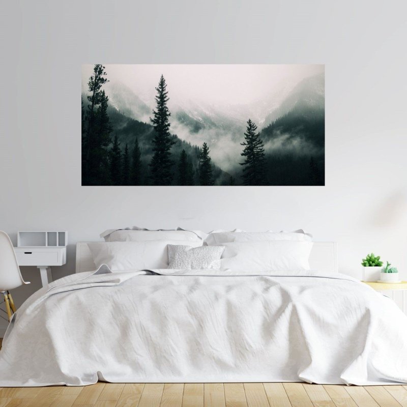 Painel Fotográfico Montanhas E Pinheiros Na Neblina N016147 - Papel na Parede