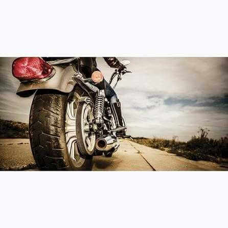 Painel Fotográfico Mulher Motociclista na Estrada - Papel na Parede