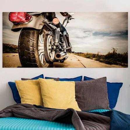 Painel Fotográfico Mulher Motociclista na Estrada - Papel na Parede