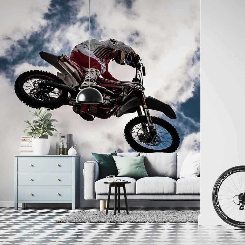 Painel Fotográfico Piloto de Motocross no Céu - Papel na Parede