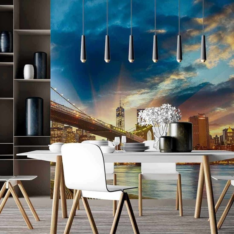 Painel Fotográfico Pôr do Sol em Manhattan, New York City - Papel na Parede