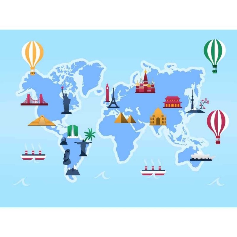 Painel Mapa Mundi e Representações PA2805474 - Papel na Parede