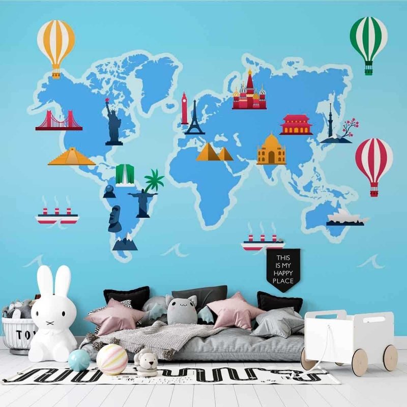 Painel Mapa Mundi e Representações PA2805474 - Papel na Parede