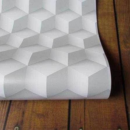 Papel de Parede Adesivo 3D Cubos Branco e Cinza 223036177 - Papel na Parede